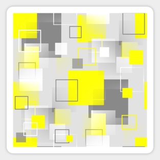 Midcentury Modern Retro Squares in Yellow, White and Gray Magnet